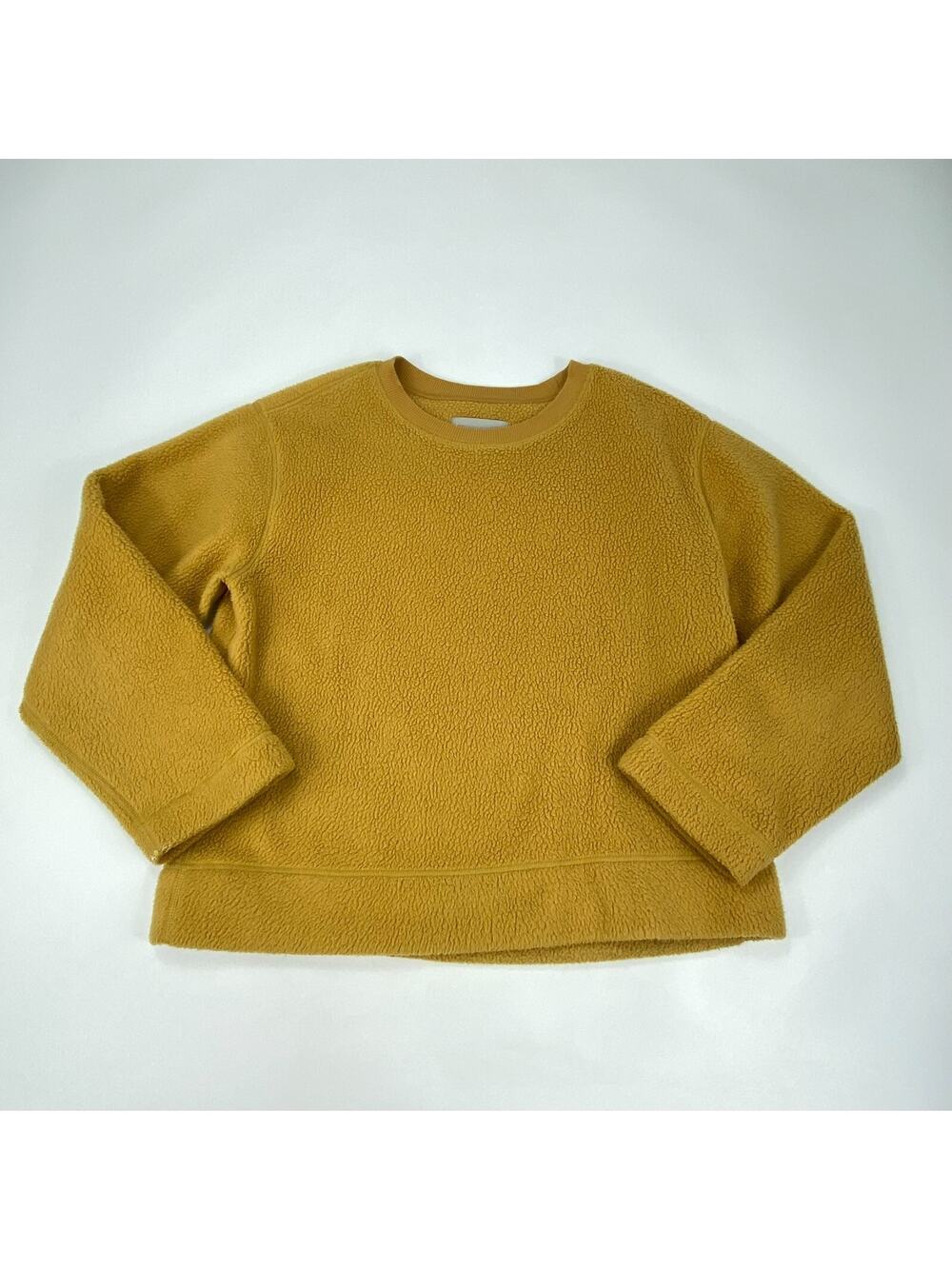 EVERLANE ReNew Oversized Plush Fleece Sweatshirt Teddy Crewneck in Mustard Small